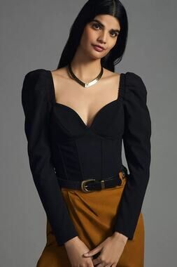 New Anthropologie ASTR The Label Betty Top $88 MEDIUM Black